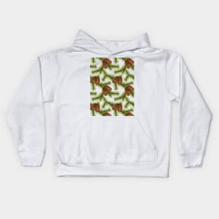 Fir Branch with Pine Cone Pattern Kids Hoodie